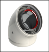 [GROPPALLI] [A03.009.000070] GROPPALLI Колено коаксиальное Ø 80/125 (45°) В/Н для конвекционных котлов {белый}