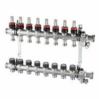 Коллекторная группа Oventrop Multidis SF 7, выхода 3/4" ЕК, нержавеющая сталь, со встроенными ротаметрами 1404357