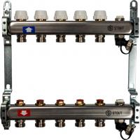 Коллектор Stout из нержавеющей стали без расходомеров, с клапаном вып. воздуха и сливом 5 вых.