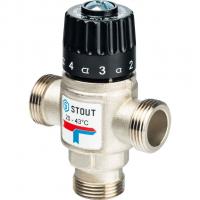 Термостатический смесительный клапан для систем отопления и ГВС 3/4" НР 20-43°С KV 1,6 Stout SVM-0020-164320