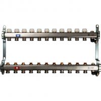 Коллектор Stout из нержавеющей стали без расходомеров, с клапаном вып. воздуха и сливом 11 вых.