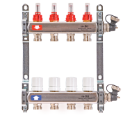 Коллекторная группа из нержавеющей стали с расходомерами и термостатическими вентилями 4 выхода Uni-Fitt