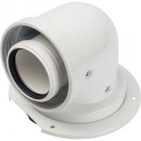 Элемент дымохода Stout конденсац. адаптер 90° DN60/100 м/п PP-AL с фланцем (совместим. с Bosch)