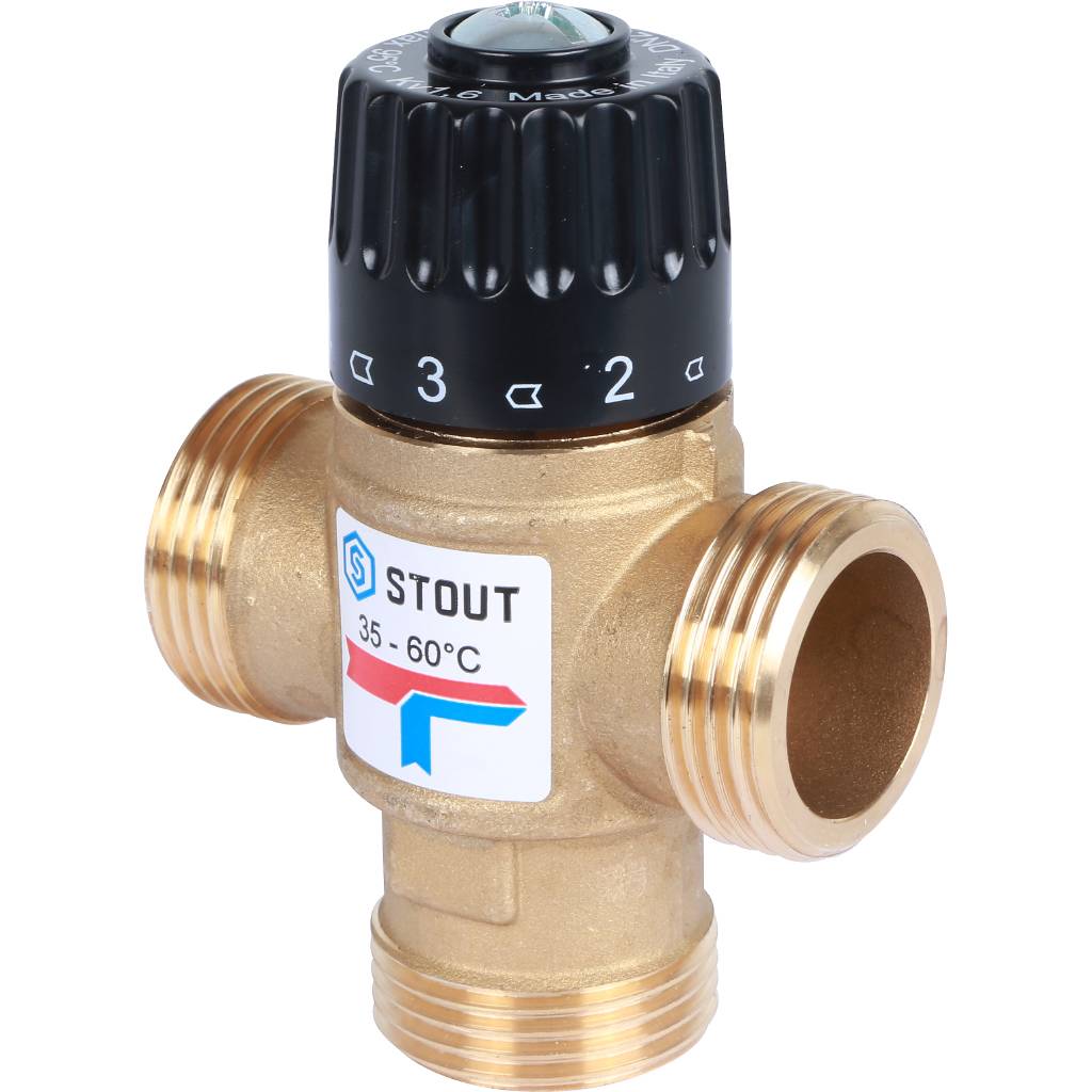 Термостатический смесительный клапан для систем отопления и ГВС 1" резьба Stout SVM-0120-166025