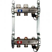 Коллектор Stout из нержавеющей стали без расходомеров, с клапаном вып. воздуха и сливом 2 вых.