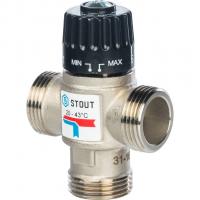 Термостатический смесительный клапан для систем отопления и ГВС. G1 НР 20-43°С KV 1,6 Stout SVM-0020-164325