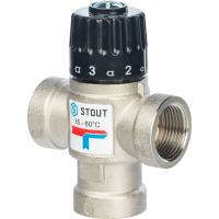 Термостатический смесительный клапан для систем отопления и ГВС 3/4"  ВР 35-60°С KV 1,6 Stout SVM-0010-166020