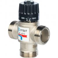 Термостатический смесительный клапан для систем отопления и ГВС. G 1/4 НР 20-43°С KV 2,5 Stout SVM-0020-254325