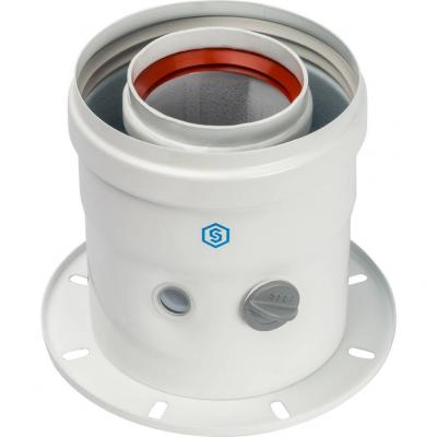 Элемент дымохода Stout DN60/100 адаптер для котла вертикальный коаксиальный (совместимый с Bosch, Buderus)(с логотипом)