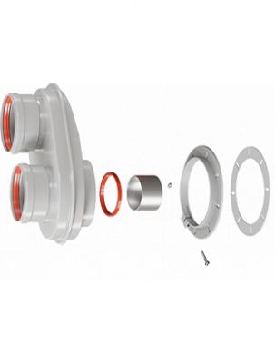 Адаптер Rommer моноблочный для перехода на двухтрубную систему 80/80 (Ferroli, Bosch, Buderus, Navien S/C/E, Baxi ECO Nova/Classic, Baltur, Fondital ) в комплекте фланец и втулка D60 L-50