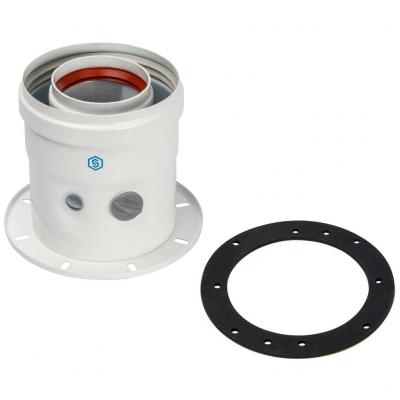 Элемент дымохода Stout DN60/100 адаптер для котла вертикальный коаксиальный (совместимый с Bosch, Buderus)(с логотипом)