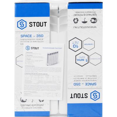 Радиатор биметаллический STOUT Space 350 4 секции боковое подключение