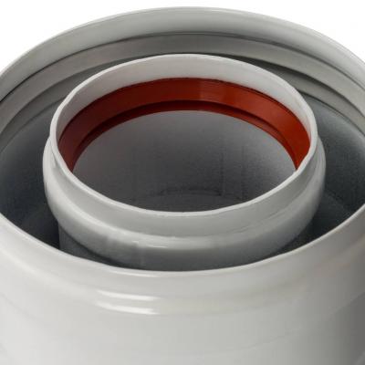 Элемент дымохода Stout DN60/100 адаптер для котла вертикальный коаксиальный (совместимый с Baxi,Viessmann)(с логотипом)