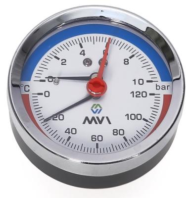 Термоманометр аксиальный MVI, до 10 бар, 0°C-120°C, D80 мм, подключение G1/2