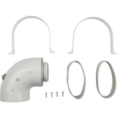 Элемент дымохода Stout DN60/100 адаптер для котла угловой 90° коаксиальный (совместимый с Baxi,Viessmann)