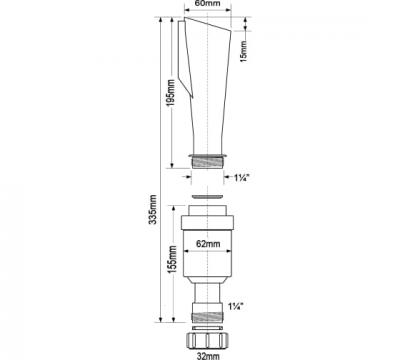 Сифон McALPINE с разрывом струи (с воронкой D60 выход32) FWM-32