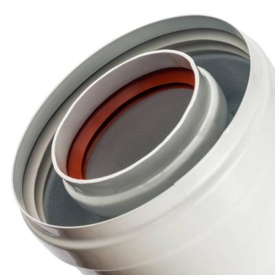Элемент дымохода Stout DN60/100 адаптер для котла вертикальный коаксиальный (совместимый с Bosch, Buderus)(с логотипом)