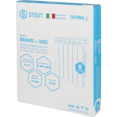 Радиатор алюминиевый STOUT Bravo 500 6 секции боковое подключение SRA-0110-050006