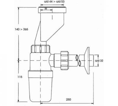 Сифон McALPINE ДЛЯ ПИССУАРА СО СМЕЩЕНИЕМ ф32 HC2PO