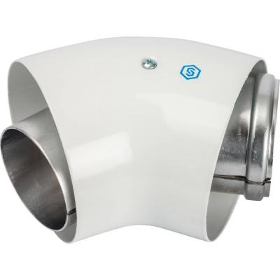 Элемент дымохода Stout отвод коаксиальный 45° DN60/100, п/м уплотнения и хомут в комплекте (с логотипом)