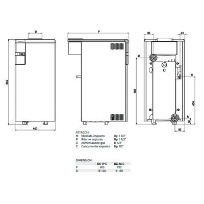 Котёл напольный Sime RX 19 E (газовый/открытая камера сгорания/22кВт)
