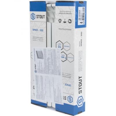 Радиатор биметаллический STOUT Space 500 4 секции боковое подключение SRB-0310-050004