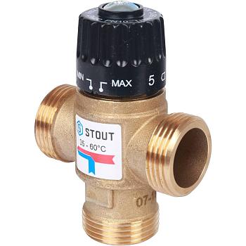 Термостатический смесительный клапан для систем отопления и ГВС 1" НР 35-60C Kvs 2,5 Stout SVM-0120-256025