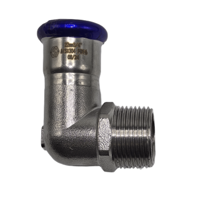 Пресс-угольник с НР укороченный MVI, 22х1/2" (нержавеющая сталь)