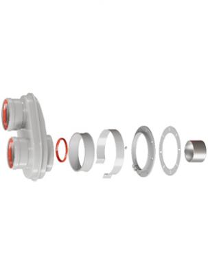 Адаптер Rommer моноблочный универсальный для перехода на двухтрубную систему 80/80 (кроме Immergas и Navien Deluxe 75/100 стар.)