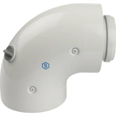 Элемент дымохода Stout DN60/100 адаптер для котла угловой 90° коаксиальный (совместимый с Baxi,Viessmann)