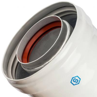 Элемент дымохода Stout DN60/100 адаптер для котла вертикальный коаксиальный (совместимый с Vaillant, Protherm NEW)(с логотипом)