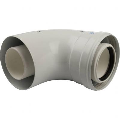 Элемент дымохода Stout конденсац. угол 90° DN60/100 м/п с инспекционным окном PP-FE