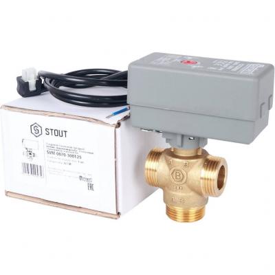 Компактный 3-Ходовой зональный клапан, сервопривод 230V, с кабелем 1м., НР 1" Stout SVM-0070-300125