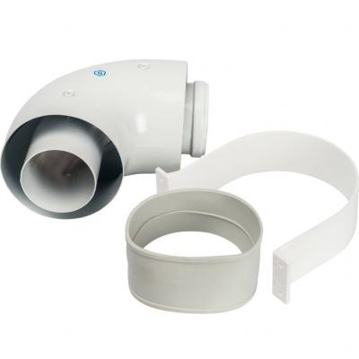 Элемент дымохода Stout отвод коаксиальный 90° DN60/100, п/м уплотнения и хомут в комплекте (с логотипом)