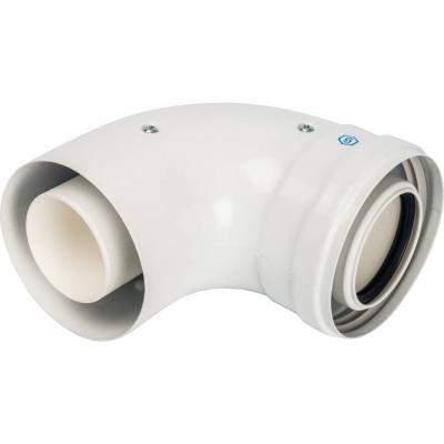 Элемент дымохода Stout конденсац. колено 90°/ адаптер 90° DN60/100 м/п PP-FE (совместим. с Baxi,Viessmann)